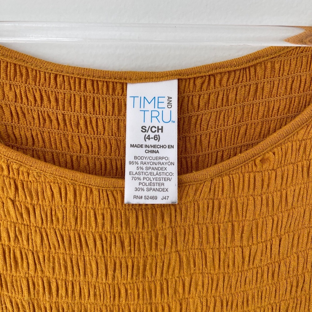 Time and Tru Mustard‎ Yellow Flowy Dress Sz S - Picture 6 of 7